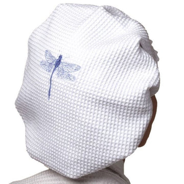 Shower Cap, Waffle Weave, Embroidered Nature