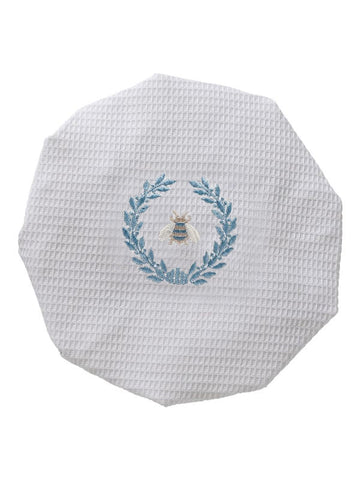 Shower Cap, Waffle Weave, Embroidered Nature