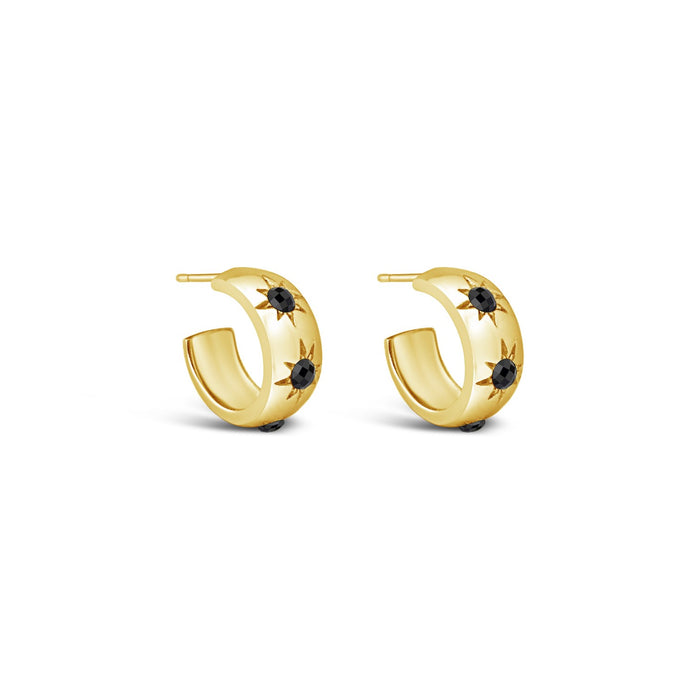 Sierra Winter – Eve Hoop Earrings in Gold With Black Spinel