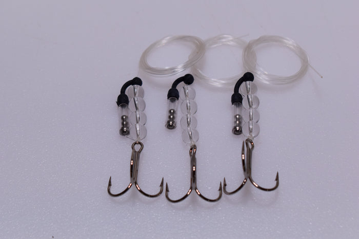 Single Treble Rig Leader - Clear Extreme UV - 3 Pack