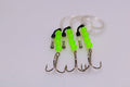 Single Treble Trolling Fly Leader - Fluorescent Green - 3 Pack