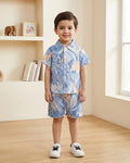 Sky Blue Floral Kids Short Set