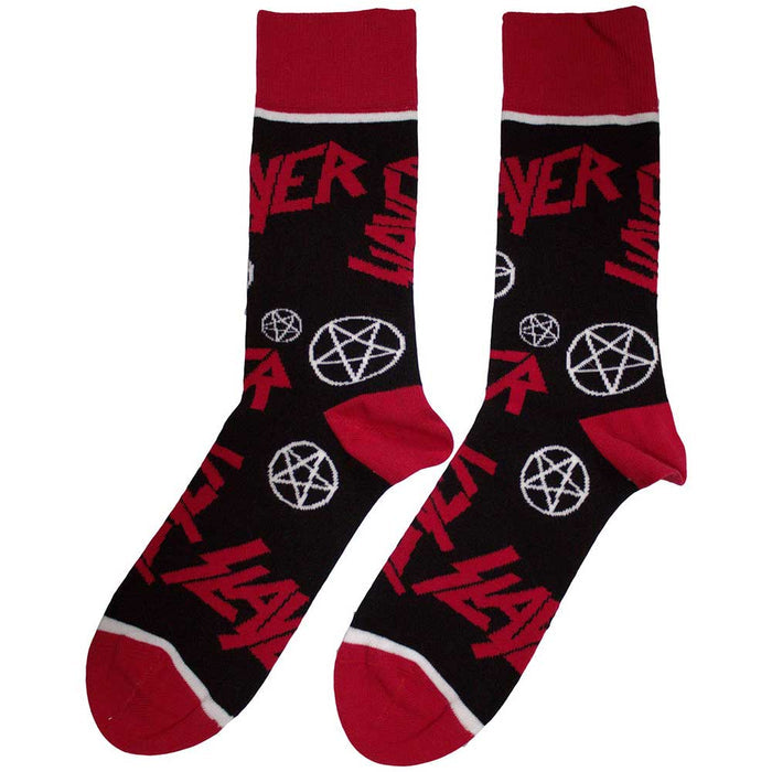 Slayer Unisex Ankle Socks: Logos and Pentegrams Rock Off