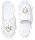 Slippers, Waffle Weave - Majestic Scroll (Beige)