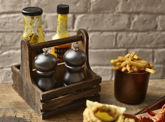 Small Rustic Wooden Table Caddy