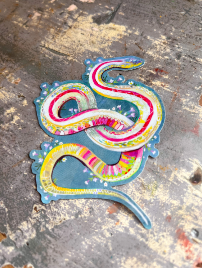 Snake Sticker with Holographic Accents