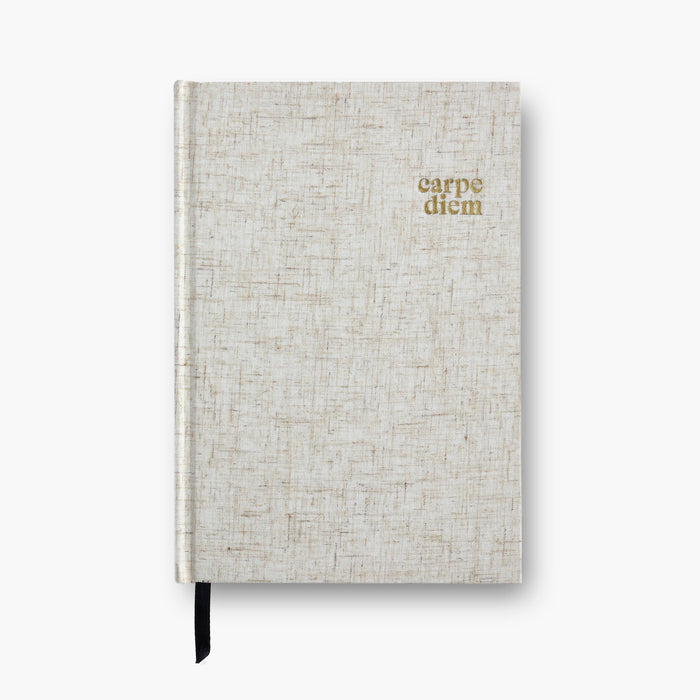 Souvenir Stationery - Carpe Diem Heather Gray Linen Notebook Gratitude Journal