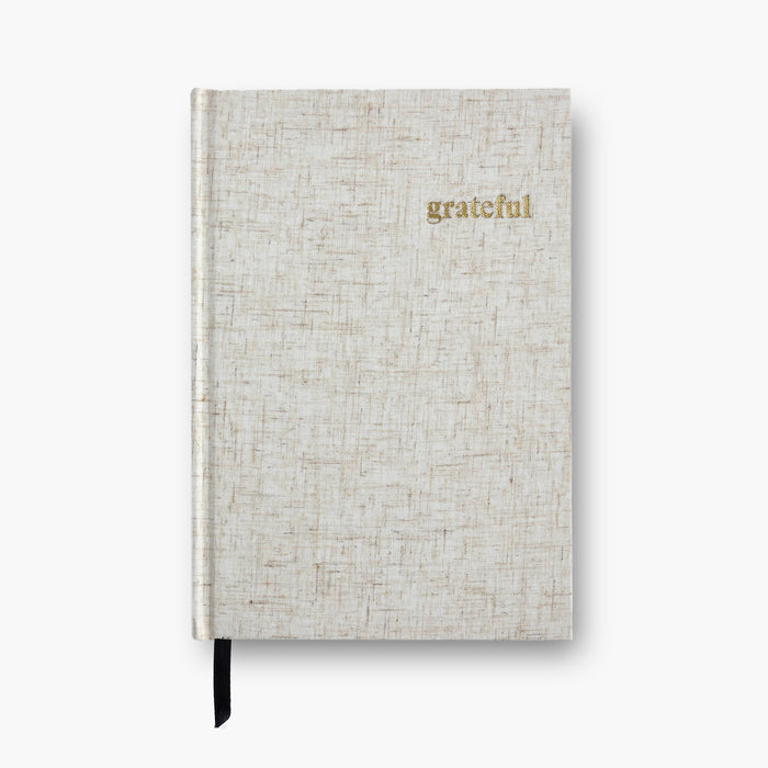 Souvenir Stationery - Grateful Heather Gray Linen Notebook Gratitude Journal