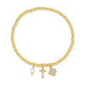 Splendid Iris - Classic Cross and Quatrefoil Charm Stretch Bracelet