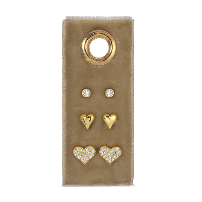 Splendid Iris - Heart Velvet Stud Gift Set: Silver