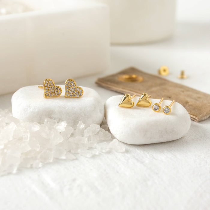 Splendid Iris - Heart Velvet Stud Gift Set: Silver