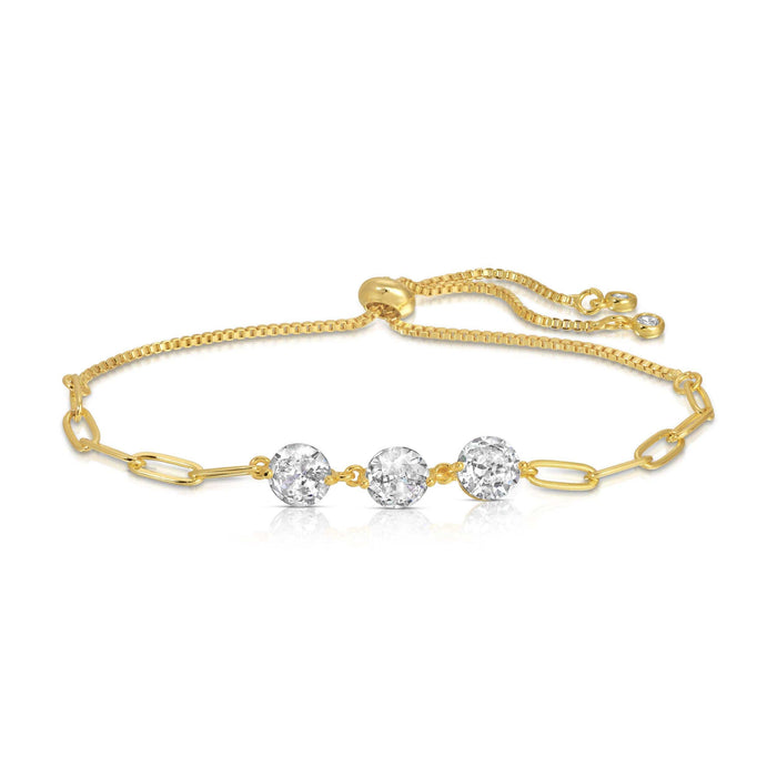 Splendid Iris - Triple Faux Diamond Paperclip Pulley Bracelet