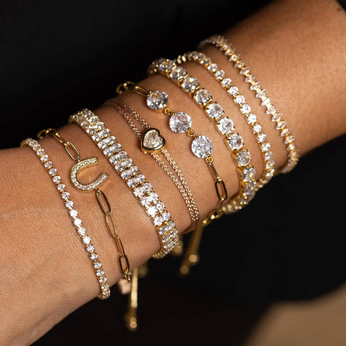 Splendid Iris - Triple Faux Diamond Paperclip Pulley Bracelet