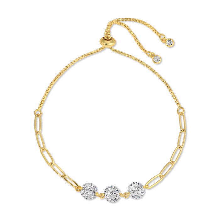 Splendid Iris - Triple Faux Diamond Paperclip Pulley Bracelet