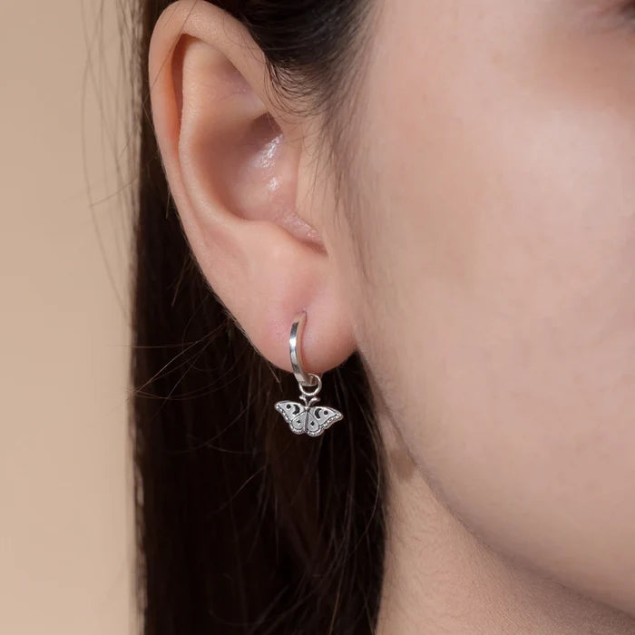 SS Butterfly Hoop Earrings