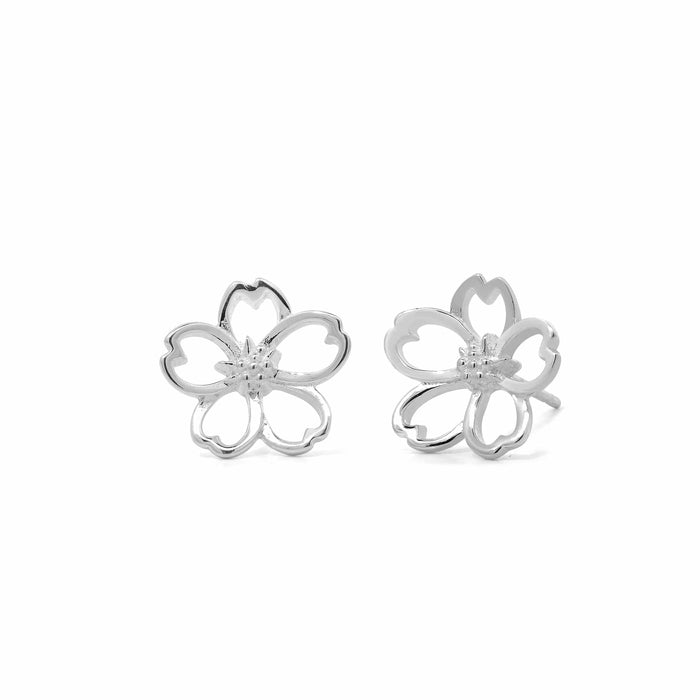 SS Cherry Blossom Outline Stud Earrings