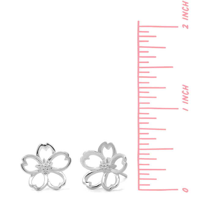 SS Cherry Blossom Outline Stud Earrings