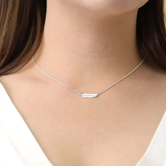 SS Matte Feather Necklace