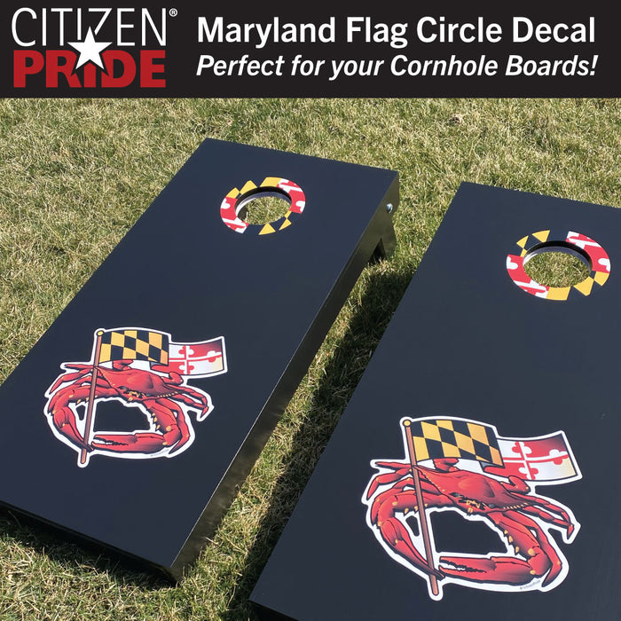 Steamed Blue Crab Maryland Crest, Large Decal, die cut vinyl, 12" to 24" wide