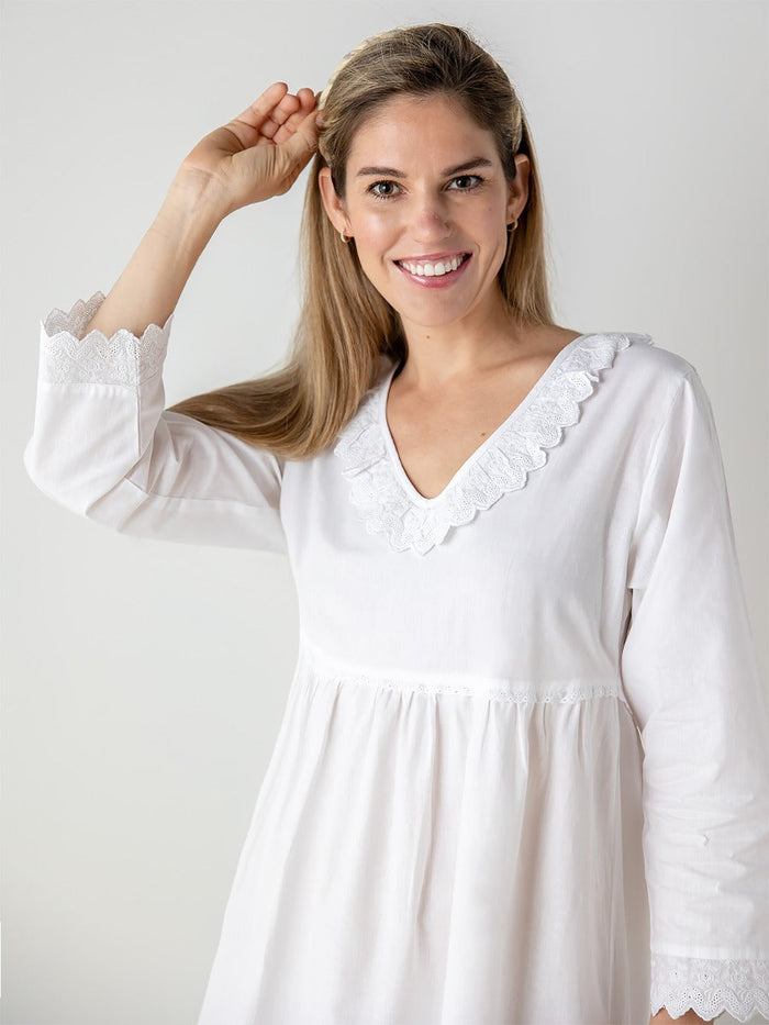 Stella White Cotton Nightgown