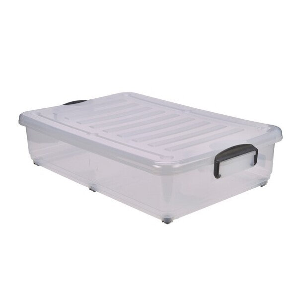 Storage Box 40Ltr With Clip On Handles And Wheels (Pack Of 4)