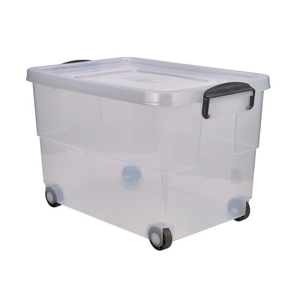 Storage Box 60Ltr With Clip On Handles And Wheels (Pack Of 4)