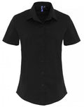 Stretch Fit Cotton Poplin Blouse Short Sleeves