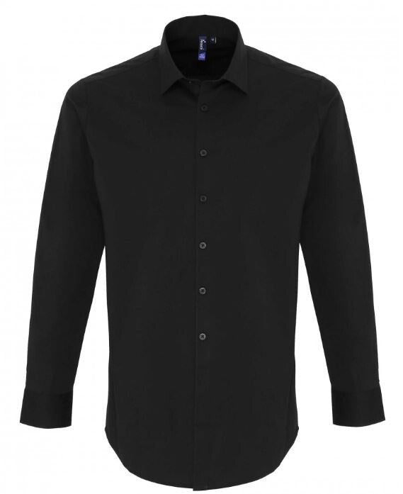 Stretch Fit Cotton Poplin Shirt Long Sleeves