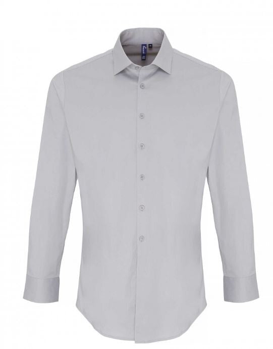 Stretch Fit Cotton Poplin Shirt Long Sleeves