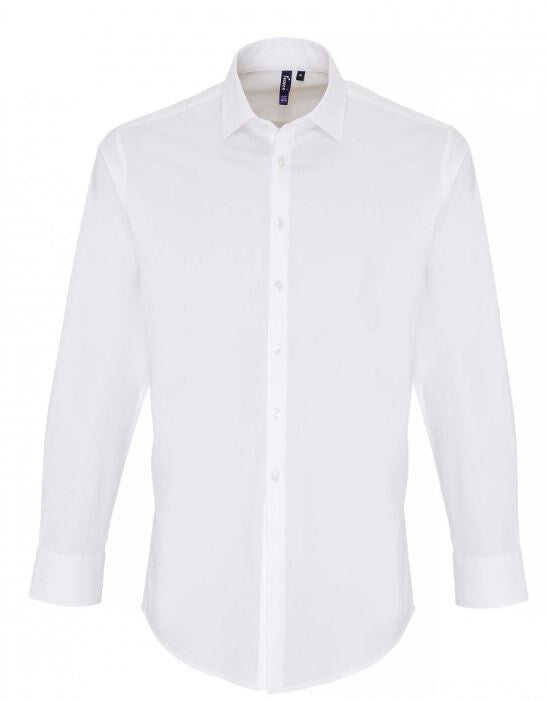 Stretch Fit Cotton Poplin Shirt Long Sleeves