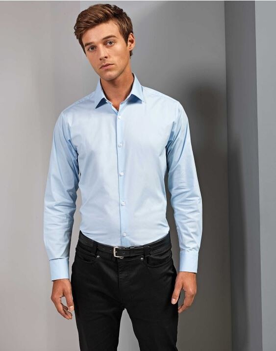 Stretch Fit Cotton Poplin Shirt Long Sleeves