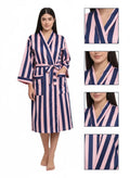 Stripe Print Bathrobe Cotton Kimono Robe for Women Beach wear Ethnic Summer Beach Cover up Handicraft Trend
