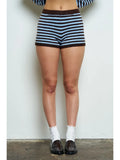 Striped Contrast Sweater Knit Mini Shorts