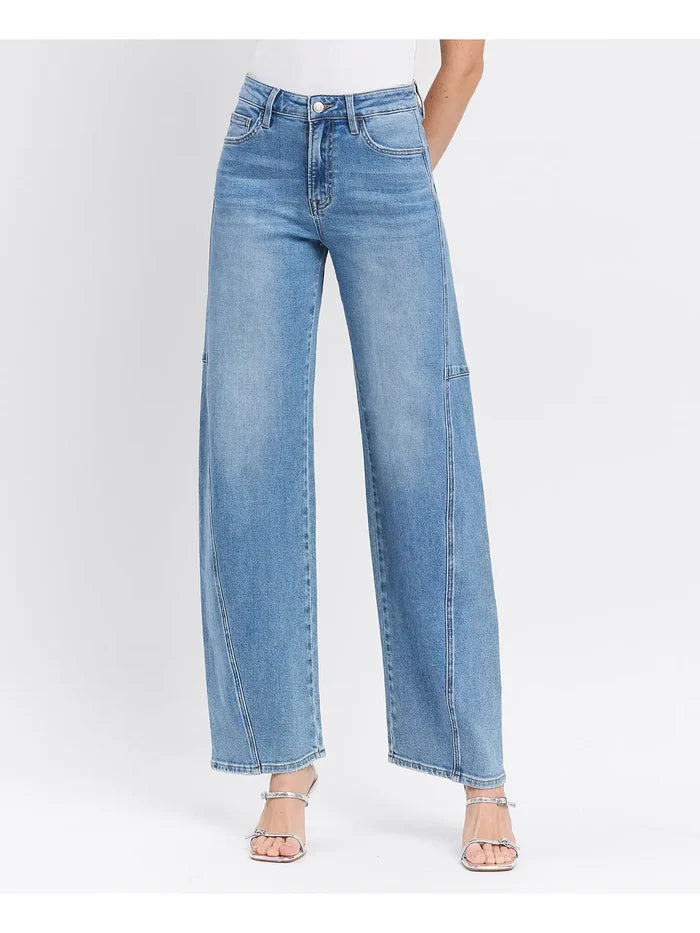 Super High Rise Full Length Wide Barrel Jeans