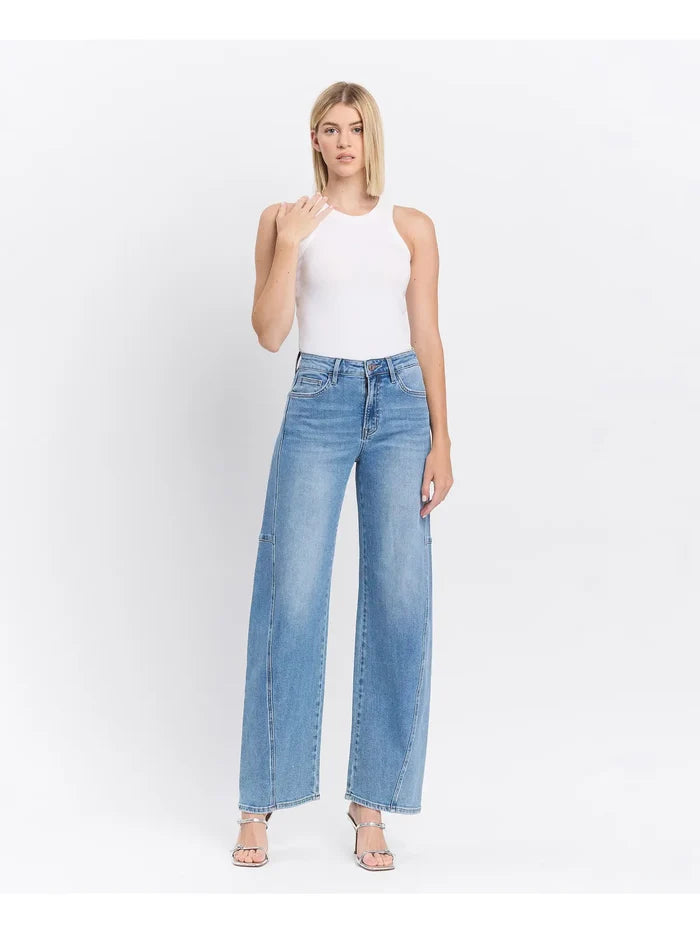 Super High Rise Full Length Wide Barrel Jeans