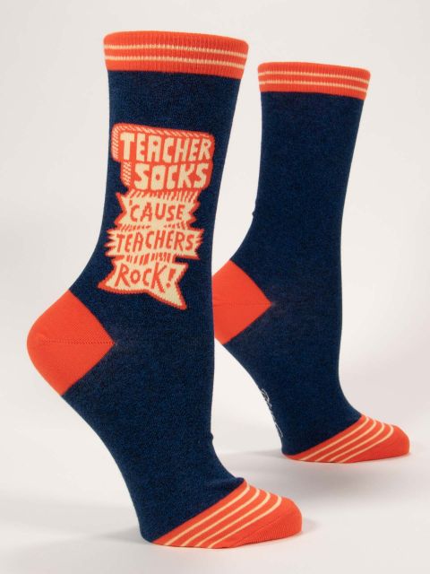 Teachers Rock Crew Ladies-Crew Socks BLUEQ