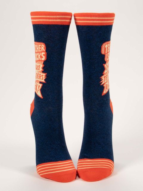 Teachers Rock Crew Ladies-Crew Socks BLUEQ