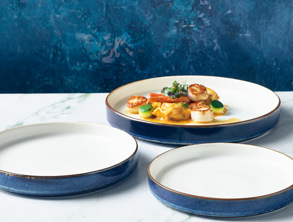 Terra Porcelain Aqua Blue Two Tone Presentation Plate 21cm  (Box Of 6)