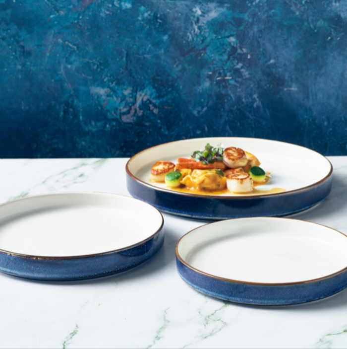Terra Porcelain Aqua Blue Two Tone Presentation Plate 26cm (Box Of 6)