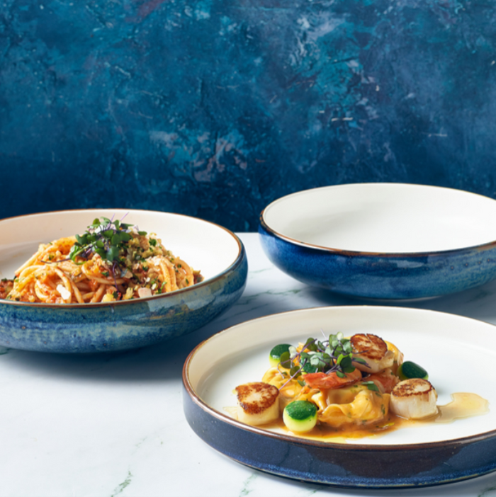 Terra Porcelain Aqua Blue Two Tone Presentation Plate 26cm (Box Of 6)