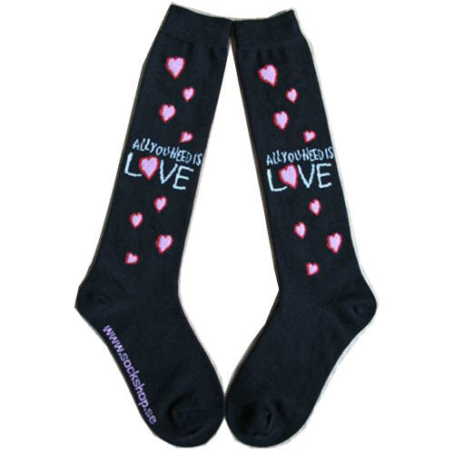 The Beatles Ladies Knee High Socks - All You Need is Love  (UK SIZE 4 - 7) Rock Off