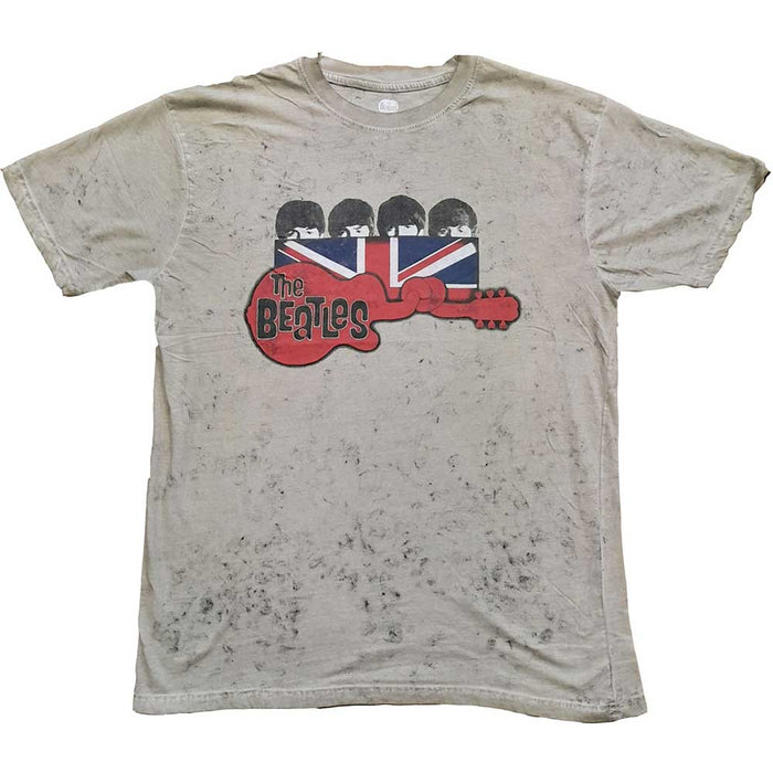 The Beatles T-Shirt-Guitar & Flag - Snow Wash Rock Off