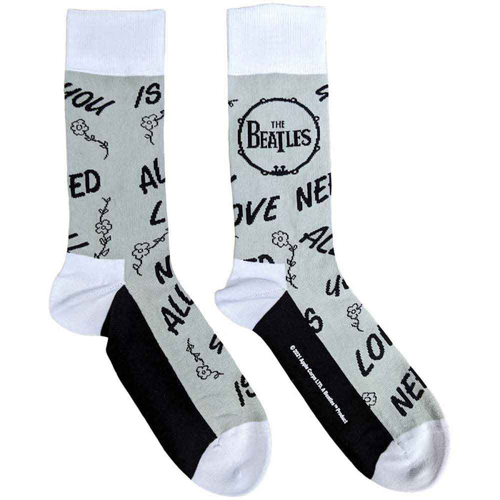 The Beatles Unisex Ankle Socks - All You Need is Love & Drum UK (SIZE 6 - 11) Rock Off
