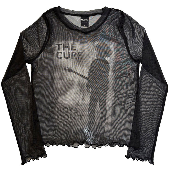 The Cure Ladies Long Sleeve Mesh Crop Top: Boys Don't Cry