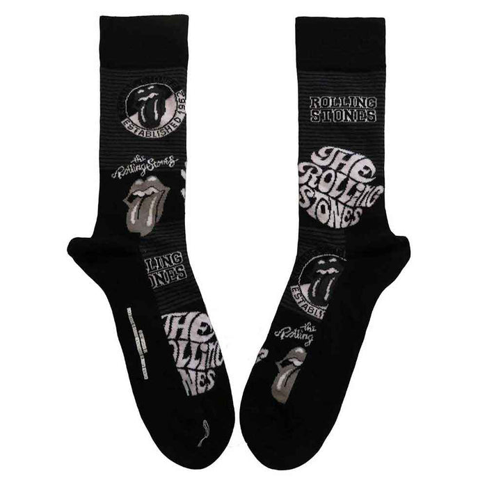 The Rolling Stones Unisex Ankle Socks: Mono Logos Rock Off
