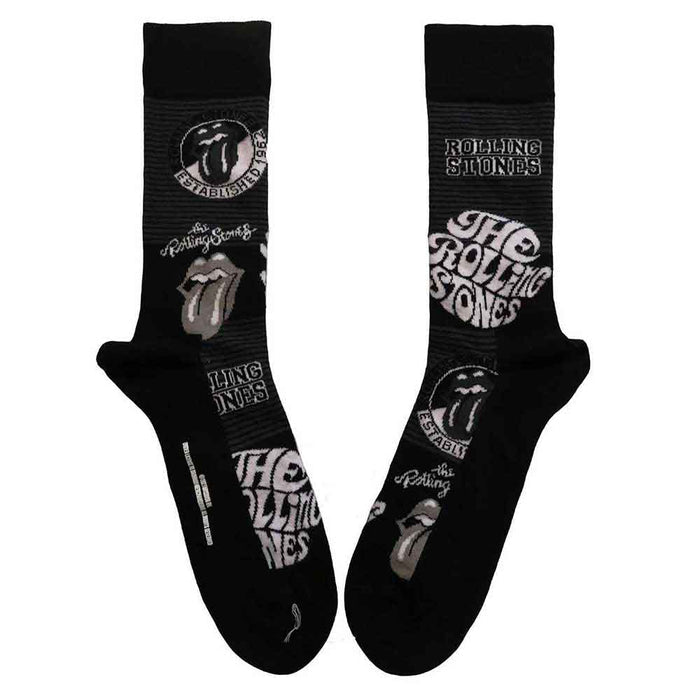 The Rolling Stones Unisex Ankle Socks: Mono Logos Rock Off