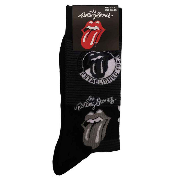 The Rolling Stones Unisex Ankle Socks: Mono Logos Rock Off