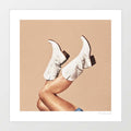These Boots – Nude Art Print by Vertigo Artography | Cowgirl Wall Art | White Western Boots Poster | Cowgirl Boots Print