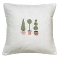 Throw Pillow, Linen / Cotton - Three Topiary Trees (Olive)