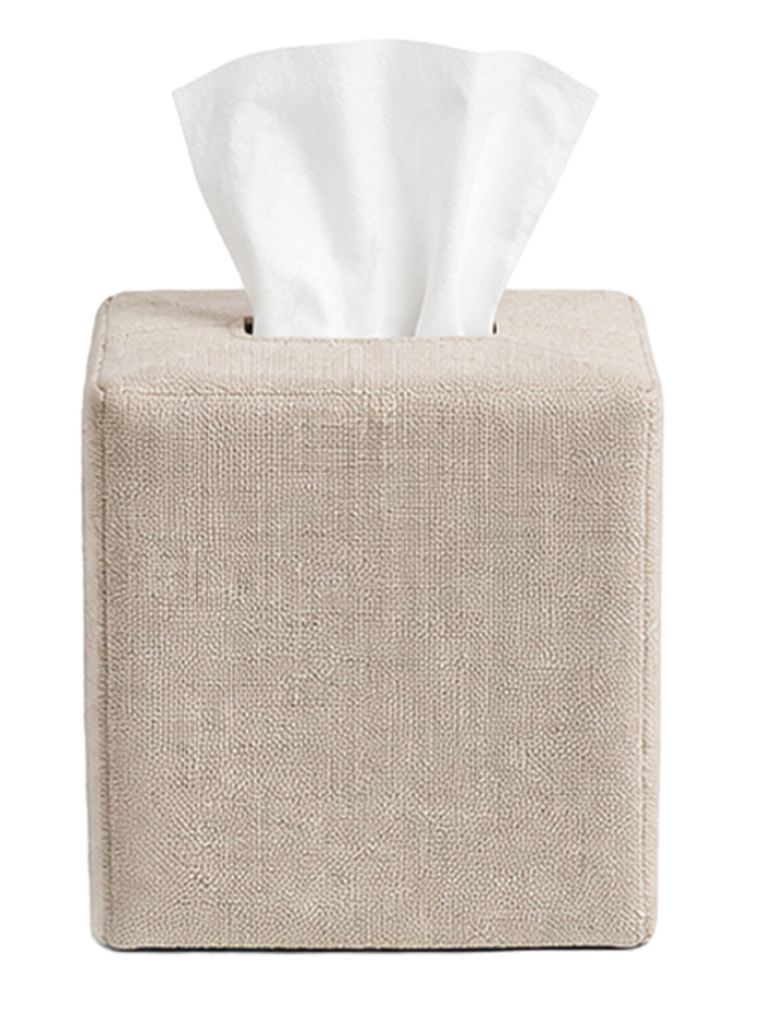 Tissue Box Cover - Natural Linen, Plain, Square Opening